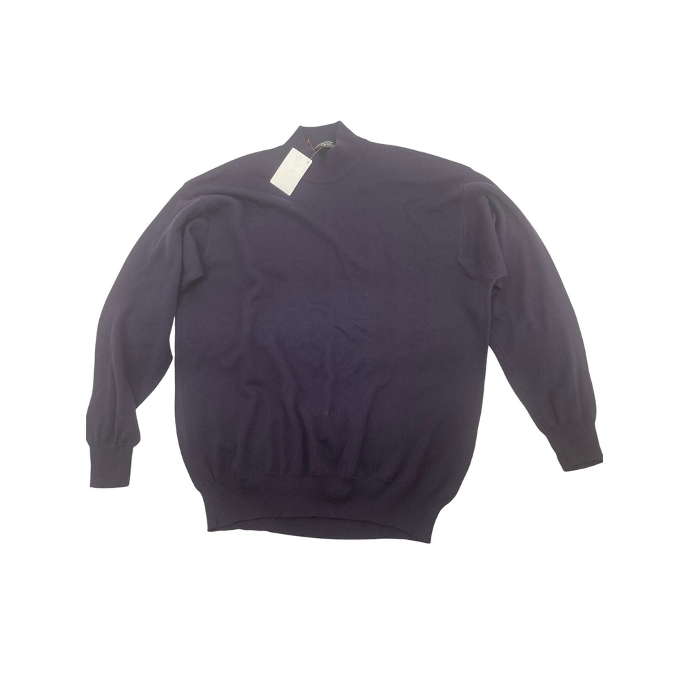 Alan Stuart Mock Neck Sweater Large Purple Mock Neck Long Sleeve Made In Italy